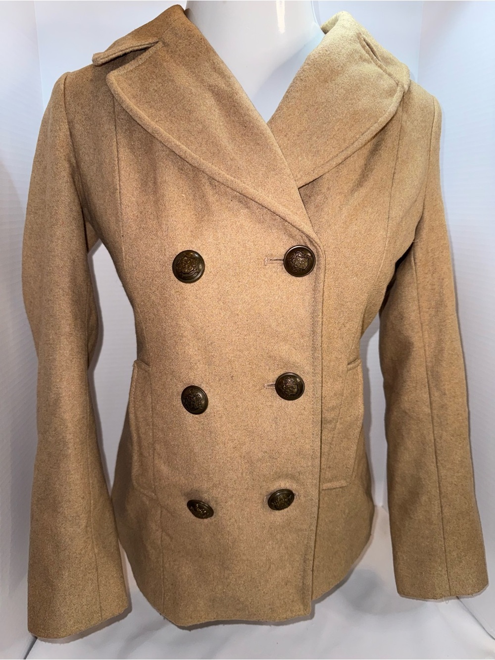 Merona Camel Double-Breasted Peacoat